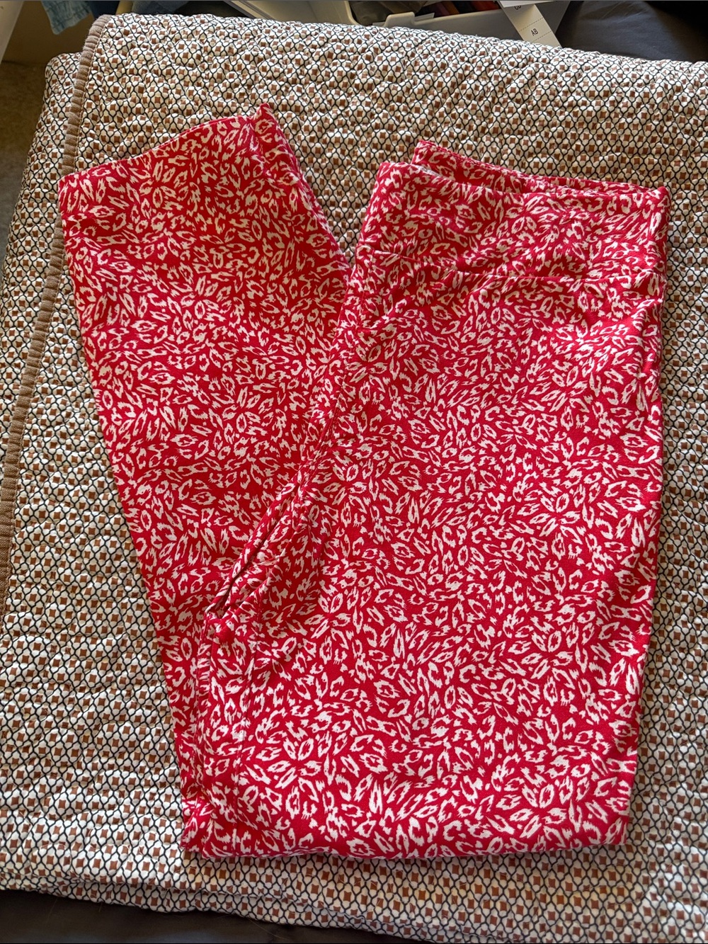 Margaret M Red & White Printed Ankle Pants